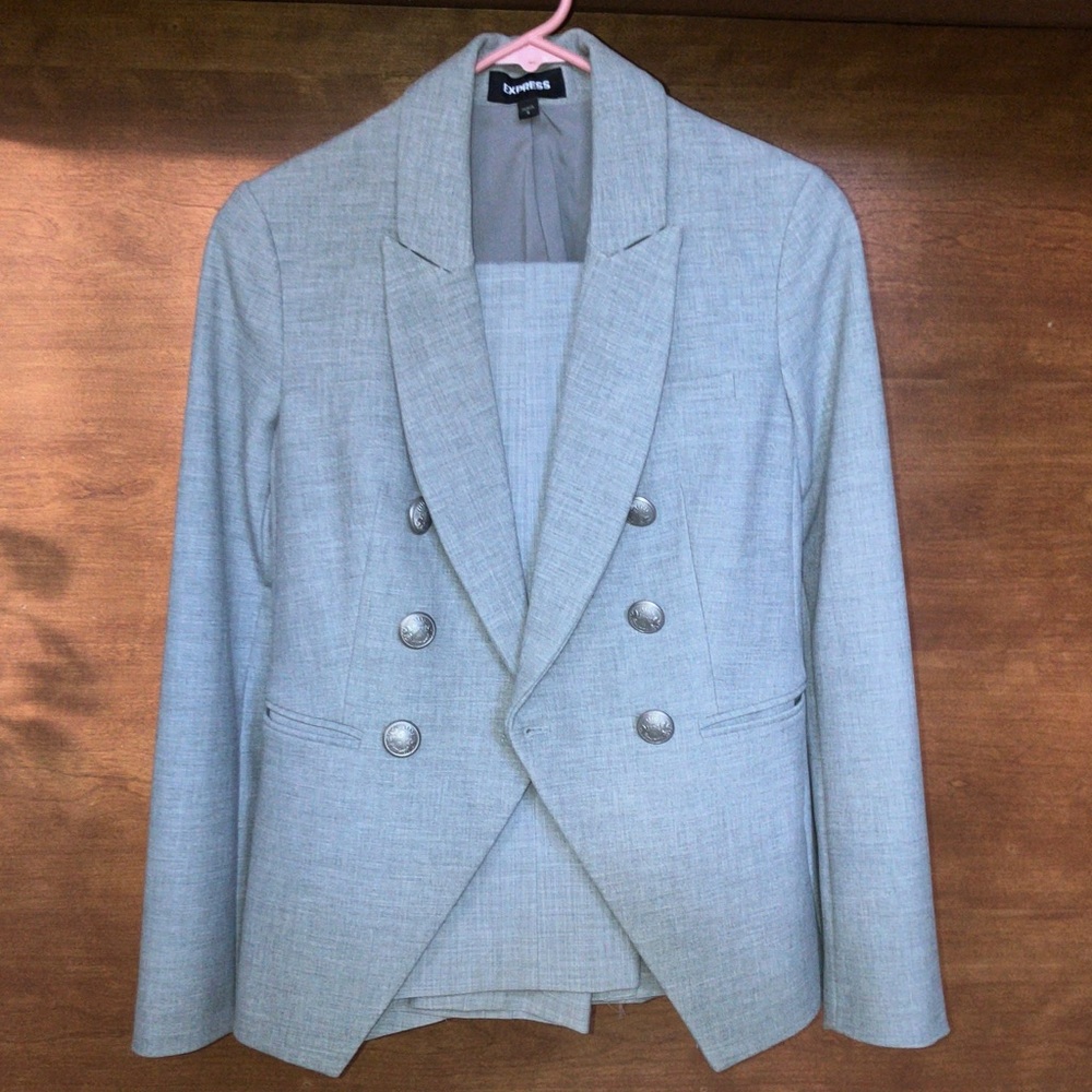 Topshop Light Gray Double-Breasted Blazer